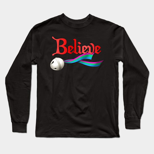 Believe Polysexual Pride Jingle Bell Long Sleeve T-Shirt by wheedesign
